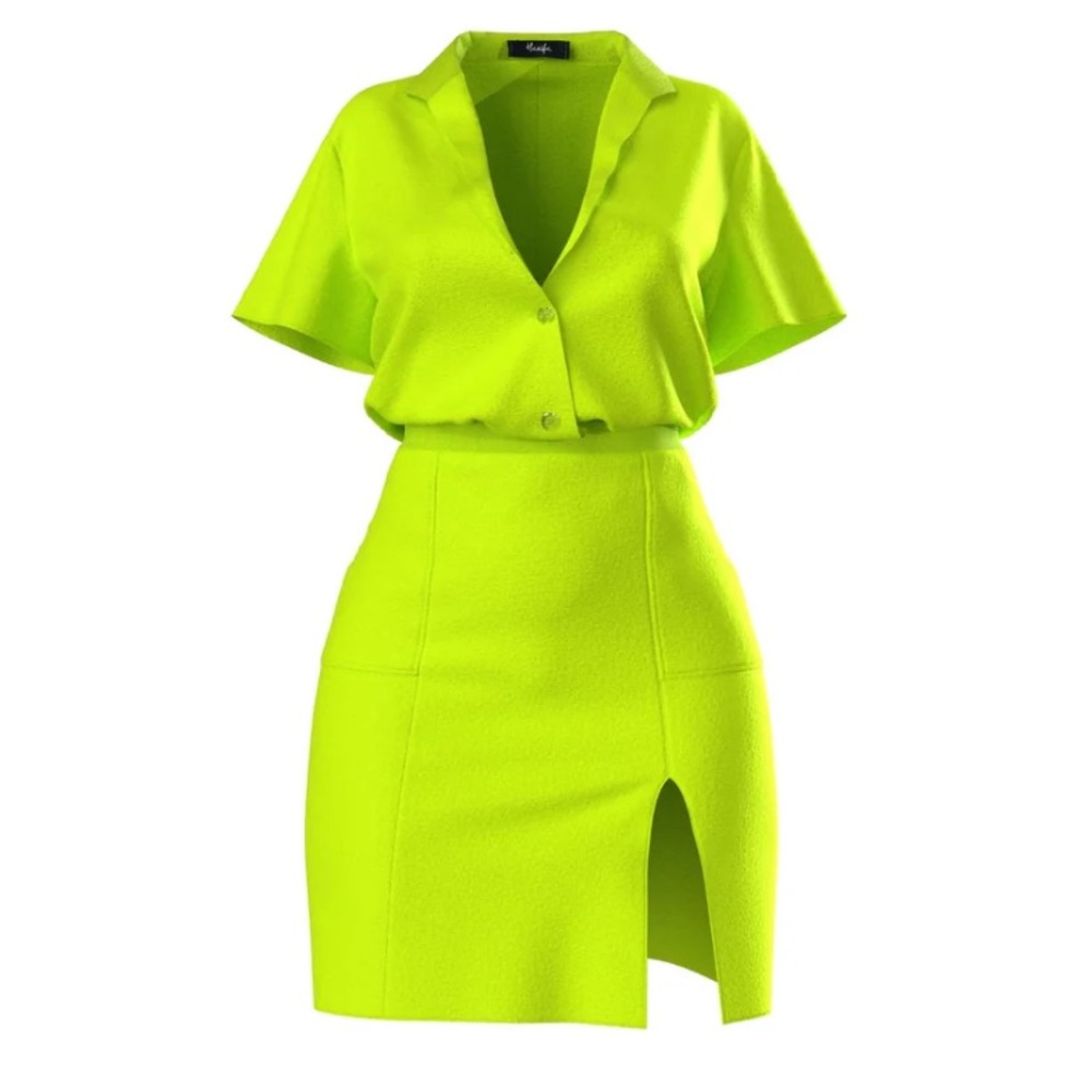 Hanifa Robyn Set in Bright Lime